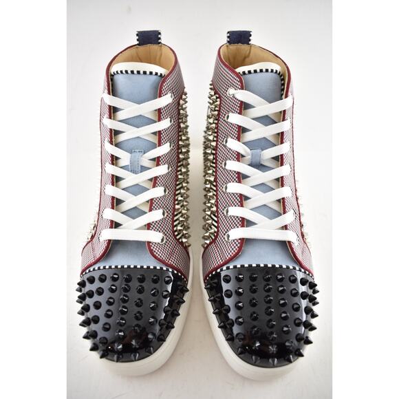 Christian Louboutin Louis Orlato Flat Spike Black White High Top Sneaker 44 11 - Picture 6 of 12